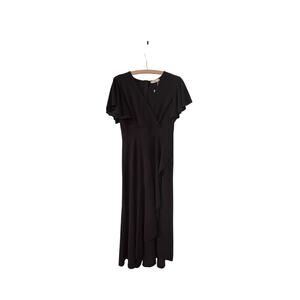 NEW Women’s Medium Split Elegant V Neck Wrap Ruffle Wedding Guest Dress